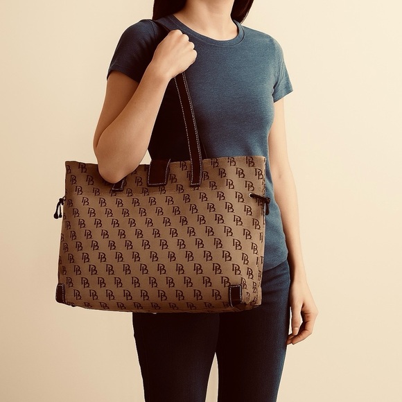 Dooney & Bourke Monogram Canvas Tote Bag with Leather Trim - Picture 7 of 7